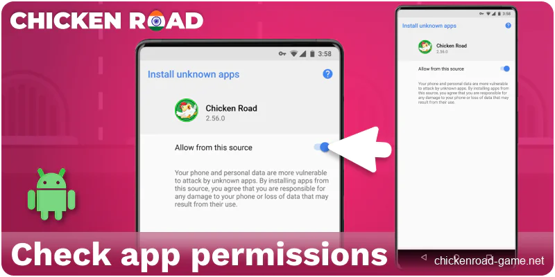Reviewing app permissions for Chicken Road IN