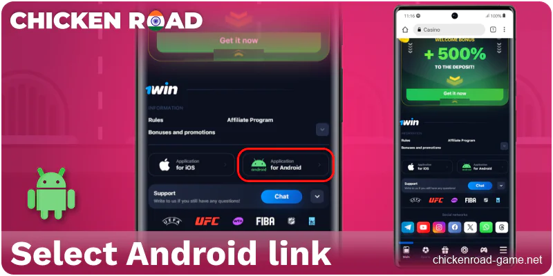 Locate the APK download link for Chicken Road India