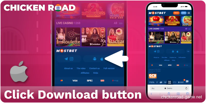Tapping the download button for Chicken Road IN