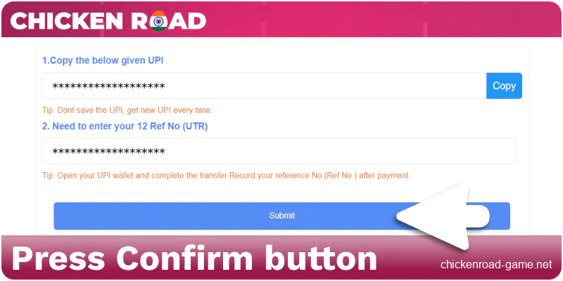 Confirm the transaction to finalize your deposit