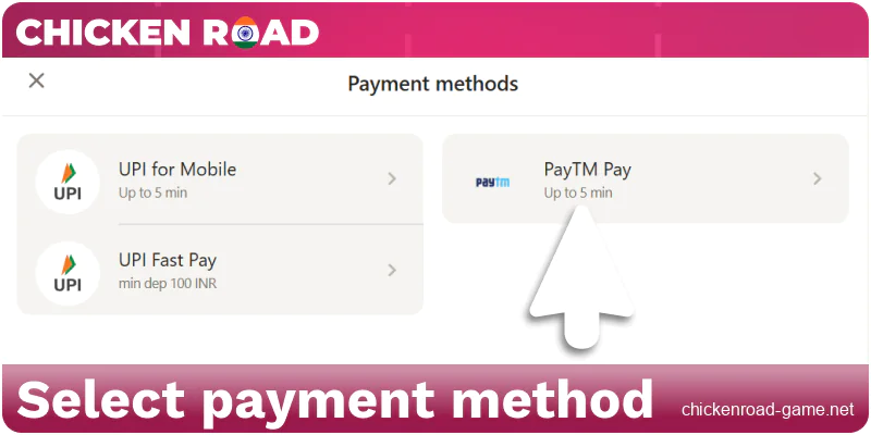 Select your preferred payment method from the available options