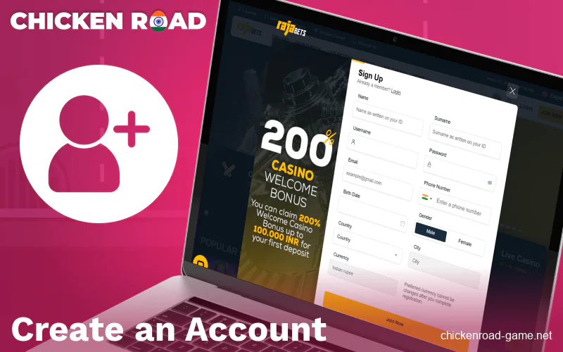 Creating your account on a Chicken Road IN platform