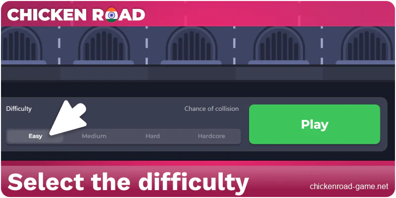 Selecting the difficulty setting in Chicken Road India