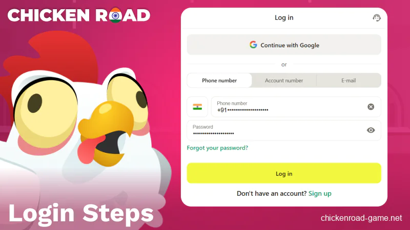 Accessing your Chicken Road India account